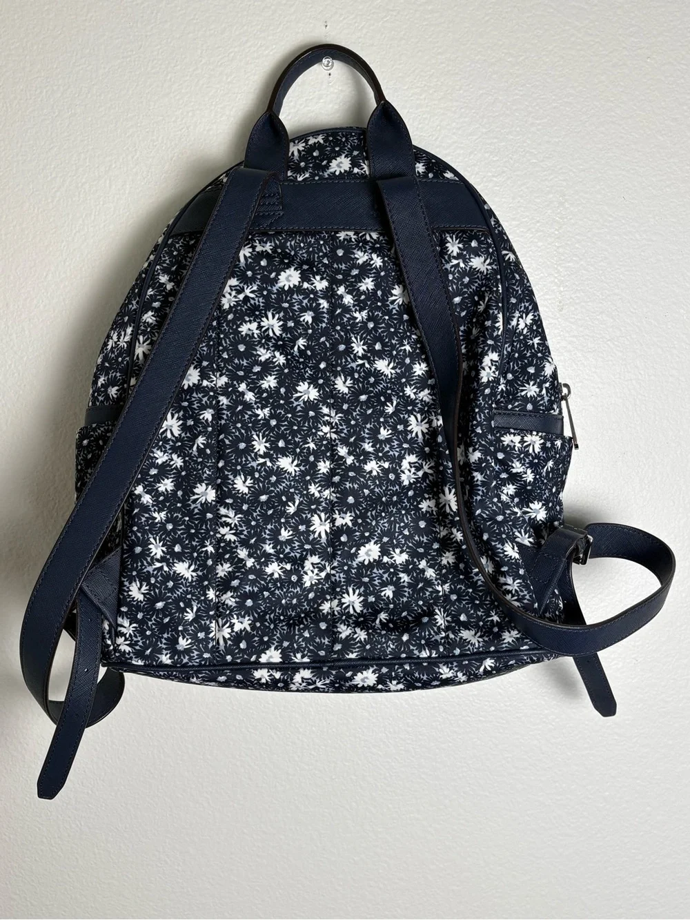 Michael Kors Navy and White Floral Backpack